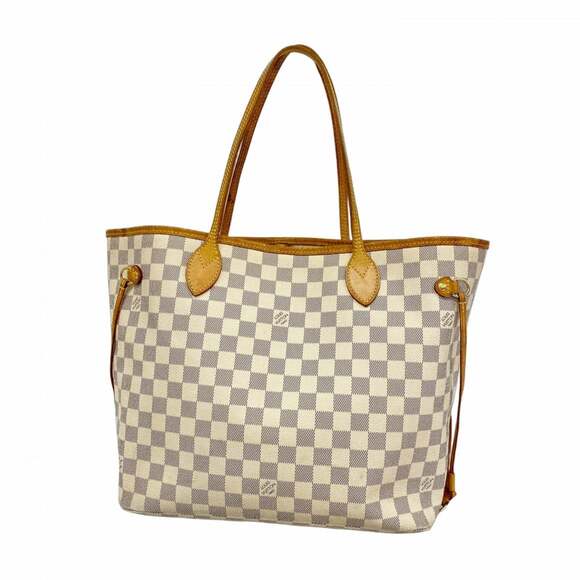 Louis Vuitton Damier Azur Neverfull MM Tote Bag N51107 White Women's